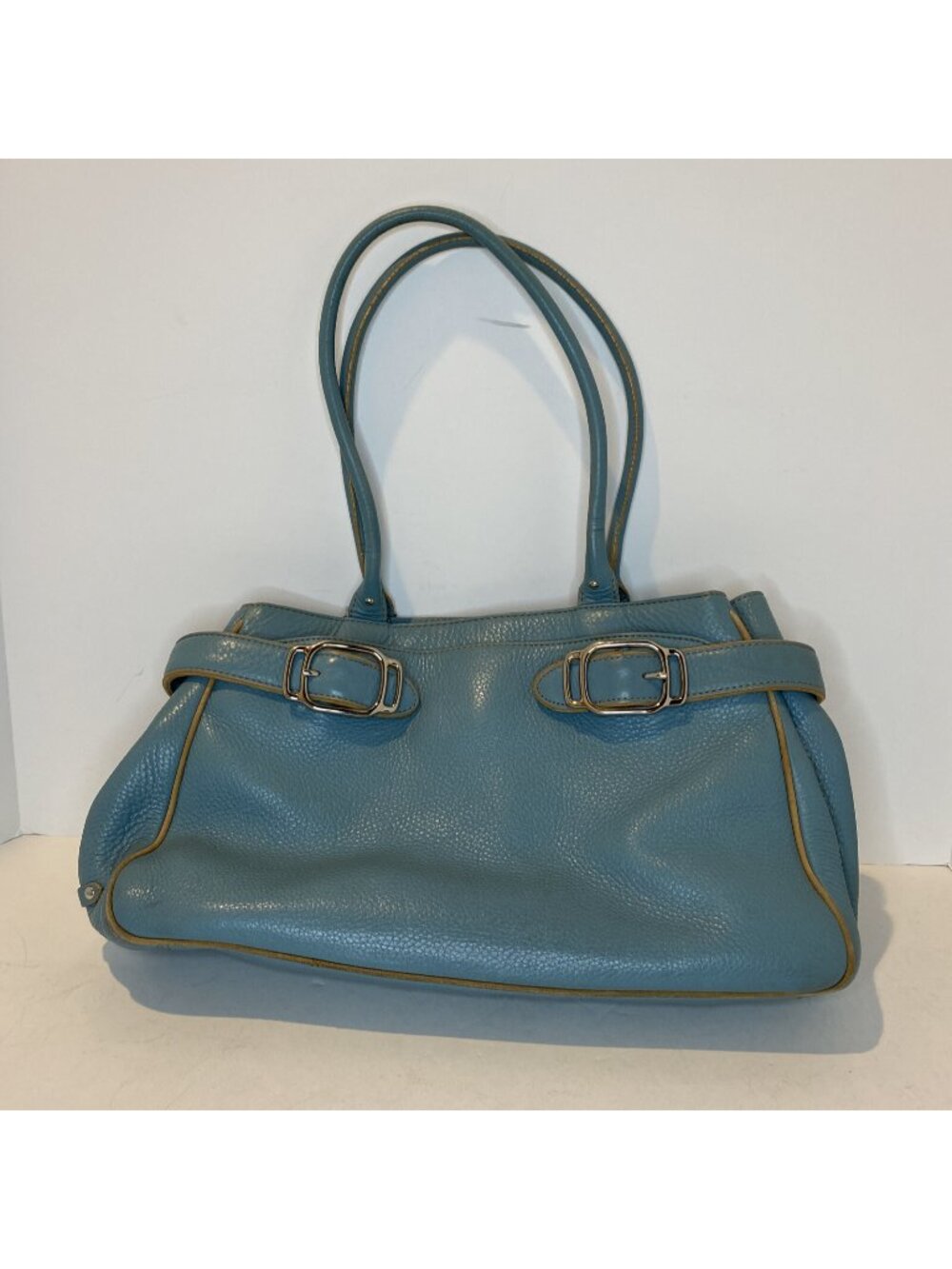 Cole Haan Turquoise Aqua Teal Leather Handbag Purse Hobo Satchel Village F04